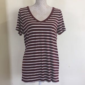 Merona maroon and white striped tee